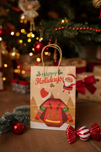 Zestaw Papierowych torebek świątecznych - 270x210x110 - 4 rodzaje - ZESTAW #1 - ŚREDNI ROZMIAR