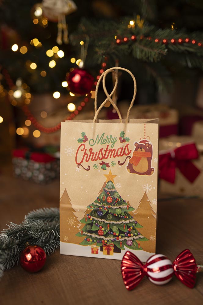 Zestaw Papierowych torebek świątecznych - 210x80x150 - 4 rodzaje - ZESTAW #1 - MAŁY ROZMIAR