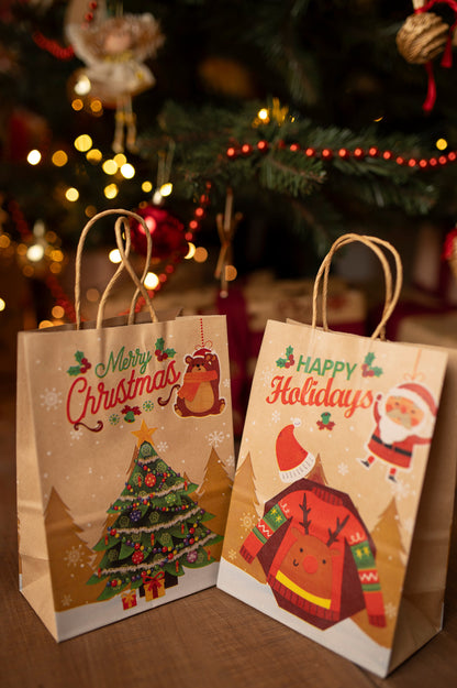 Zestaw Papierowych torebek świątecznych - 330x260x120 - 4 rodzaje - ZESTAW #1 - DUŻY ROZMIAR