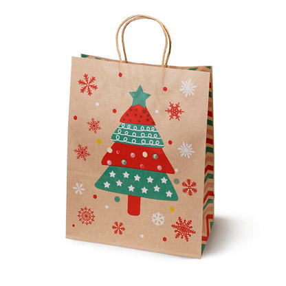 Papierowa torba świąteczna na prezenty - 270x210x110mm - 4 wzory - ZESTAW #2 - ŚREDNI ROZMIAR