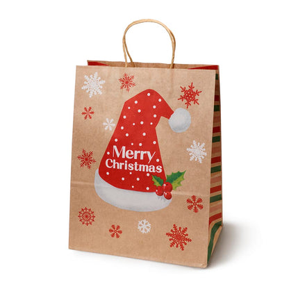Papierowa torba świąteczna na prezenty - 270x210x110mm - 4 wzory - ZESTAW #2 - ŚREDNI ROZMIAR