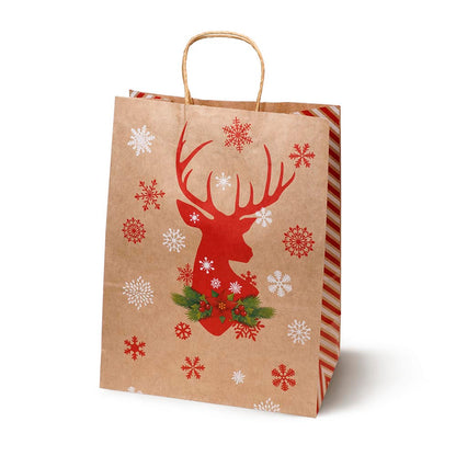 Papierowa torba świąteczna na prezenty - 270x210x110mm - 4 wzory - ZESTAW #2 - ŚREDNI ROZMIAR