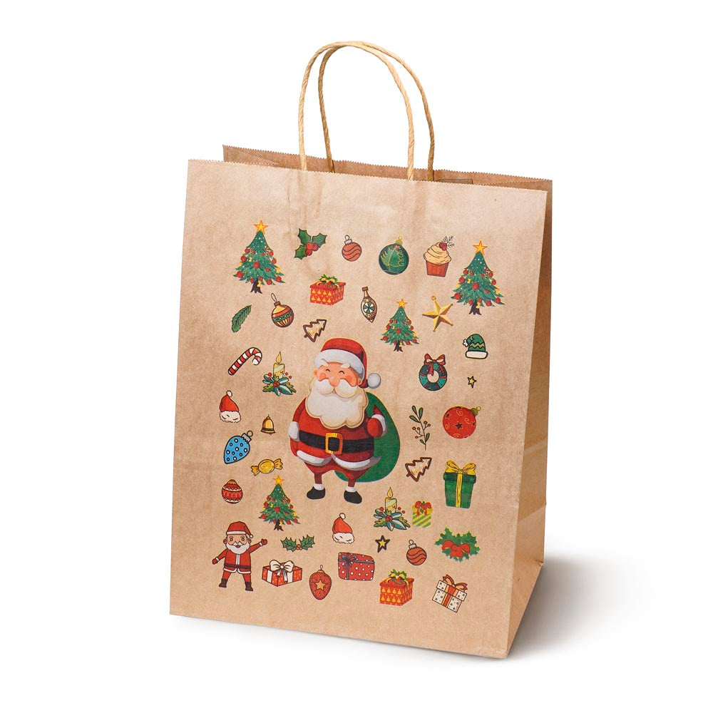 Torebki papierowe na prezenty - ŚWIĄTECZNE - 330x260x120mm - 4 wzory - ZESTAW #3 - DUŻY ROZMIAR