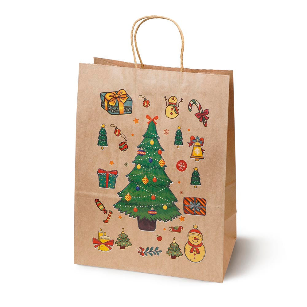 Torebki papierowe na prezenty - ŚWIĄTECZNE - 330x260x120mm - 4 wzory - ZESTAW #3 - DUŻY ROZMIAR