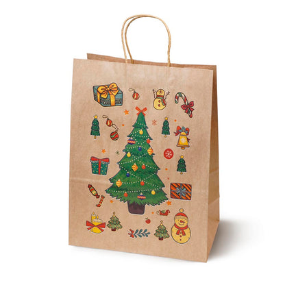 Torebki papierowe na prezenty - ŚWIĄTECZNE - 330x260x120mm - 4 wzory - ZESTAW #3 - DUŻY ROZMIAR