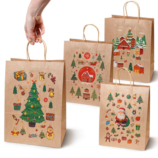 Torebki papierowe na prezenty - ŚWIĄTECZNE - 270x210x110mm - 4 wzory - ZESTAW 3# - ŚREDNI ROZMIAR