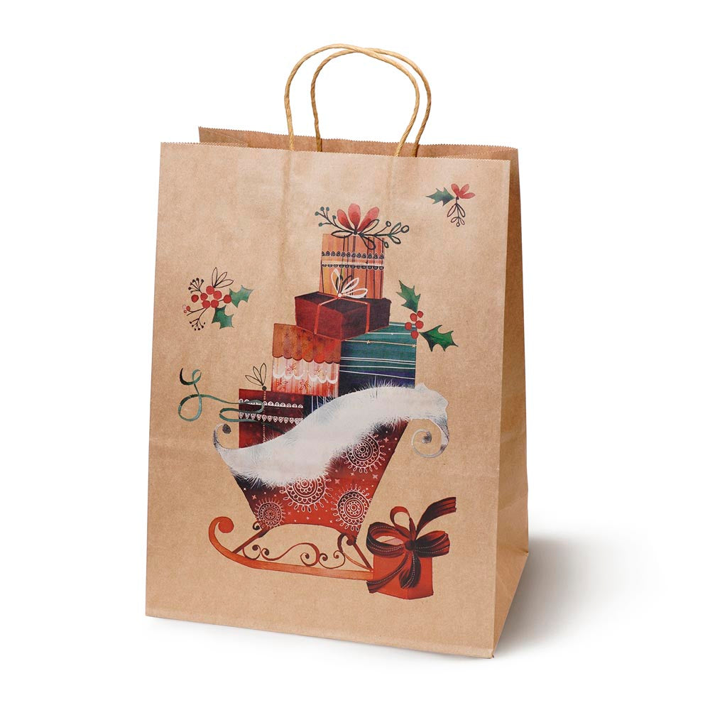 Torby papierowe na prezenty - ŚWIĄTECZNE - 210x150x80mm - 4 wzory - ZESTAW #4 - MAŁY ROZMIAR