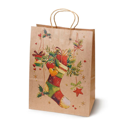 Torby papierowe na prezenty - ŚWIĄTECZNE - 210x150x80mm - 4 wzory - ZESTAW #4 - MAŁY ROZMIAR