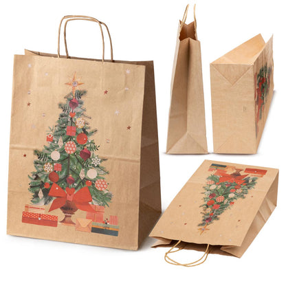 Torby papierowe na prezenty - ŚWIĄTECZNE - 270x210x110mm - 4 wzory - ZESTAW #4 - ŚREDNI ROZMIAR