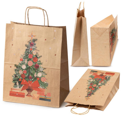 Torby papierowe na prezenty - ŚWIĄTECZNE - 330x260x120mm - 4 wzory - ZESTAW #4 - DUŻY ROZMIAR