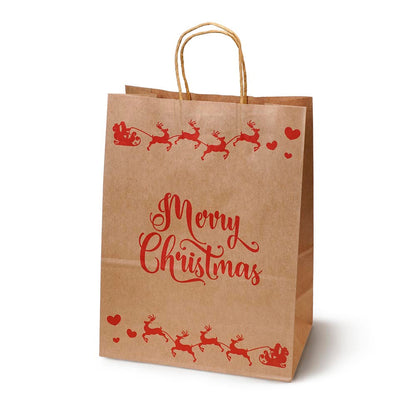 Papierowe torebki świąteczne na prezenty - 210x150x80mm - 4 wzory - ZESTAW #5 - MAŁY ROZMIAR