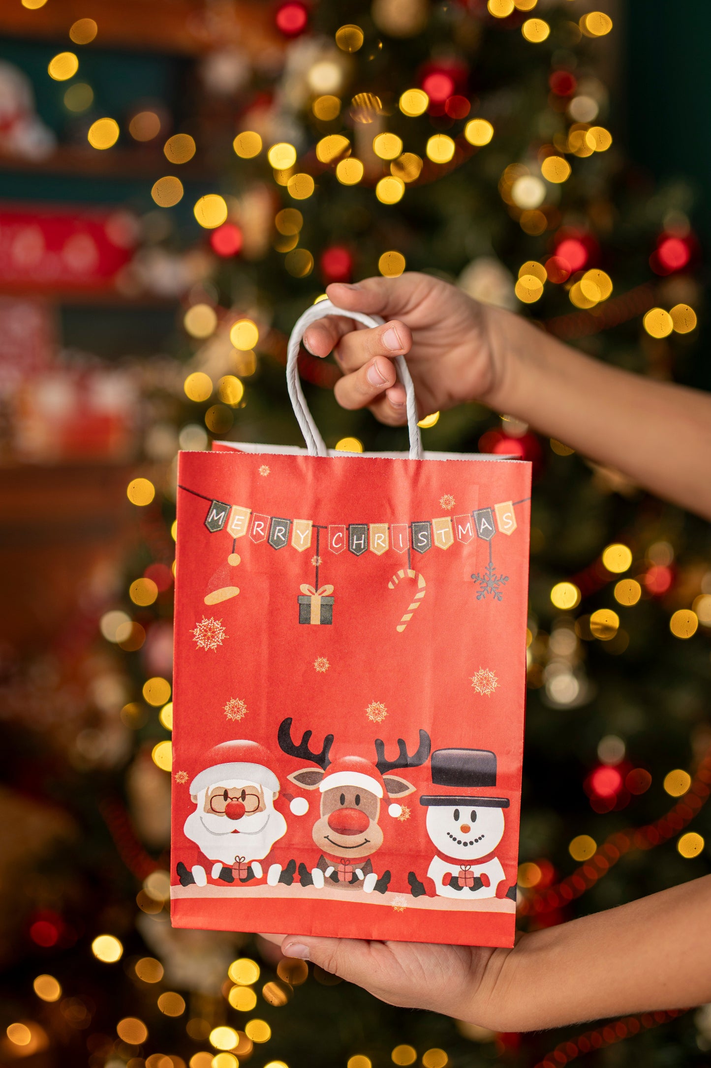 Papierowe torebki świąteczne na prezenty - 330x260x120mm - ZESTAW #6 - DUŻY ROZMIAR