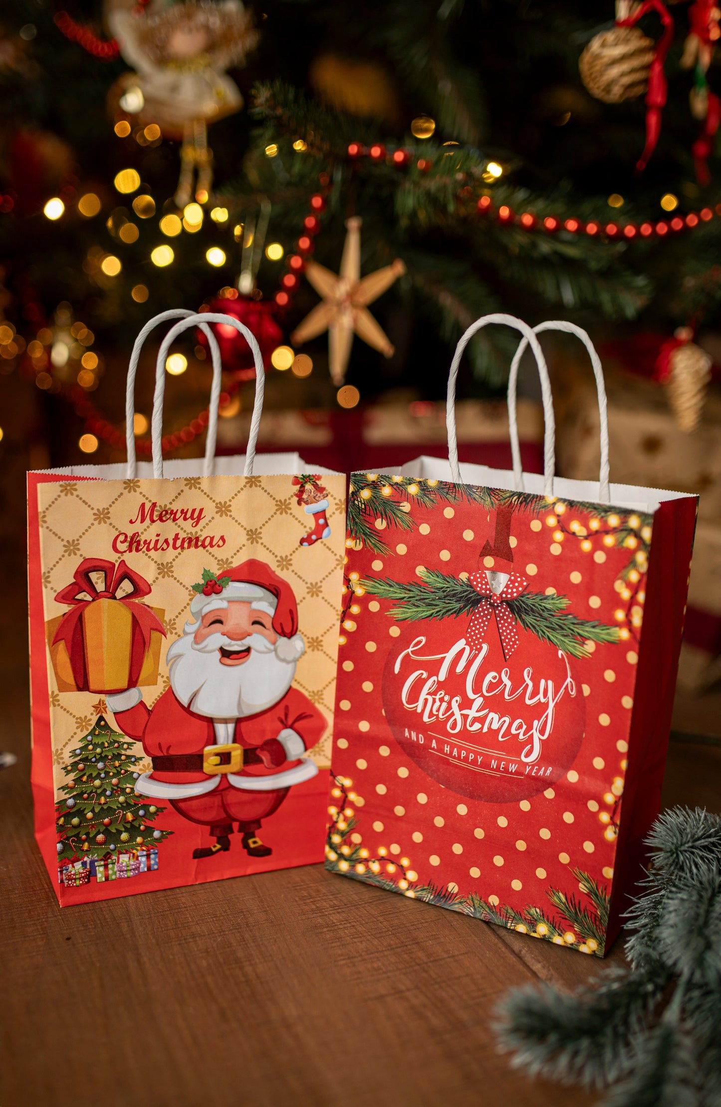 Papierowe torebki świąteczne na prezenty - 330x260x120mm - ZESTAW #6 - DUŻY ROZMIAR