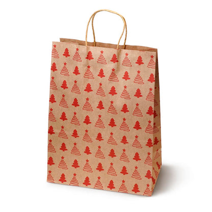 Papierowe torebki świąteczne na prezenty - 210x150x80mm - 4 wzory - ZESTAW #5 - MAŁY ROZMIAR