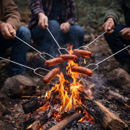 Widełki teleskopowe na ognisko 116 cm - KIJKI DO KIEŁBASY GRILLA WIDELCE STALOWE ZESTAW DO OGNISKA BBQ 6 SZT