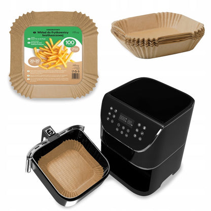 Papierowe wkłady do Air Fryer - TACKI DO FRYTKOWNICY BEZTŁUSZCZOWEJ 100 szt