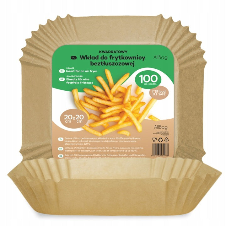 Papierowe wkłady do Air Fryer - TACKI DO FRYTKOWNICY BEZTŁUSZCZOWEJ 100 szt