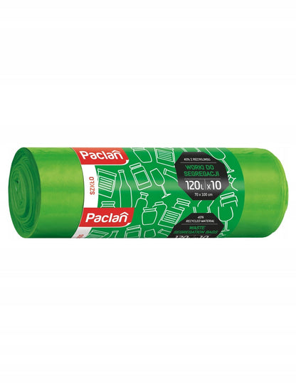 120L worki na szkło - wytrzymałe, zielone, do segregacji