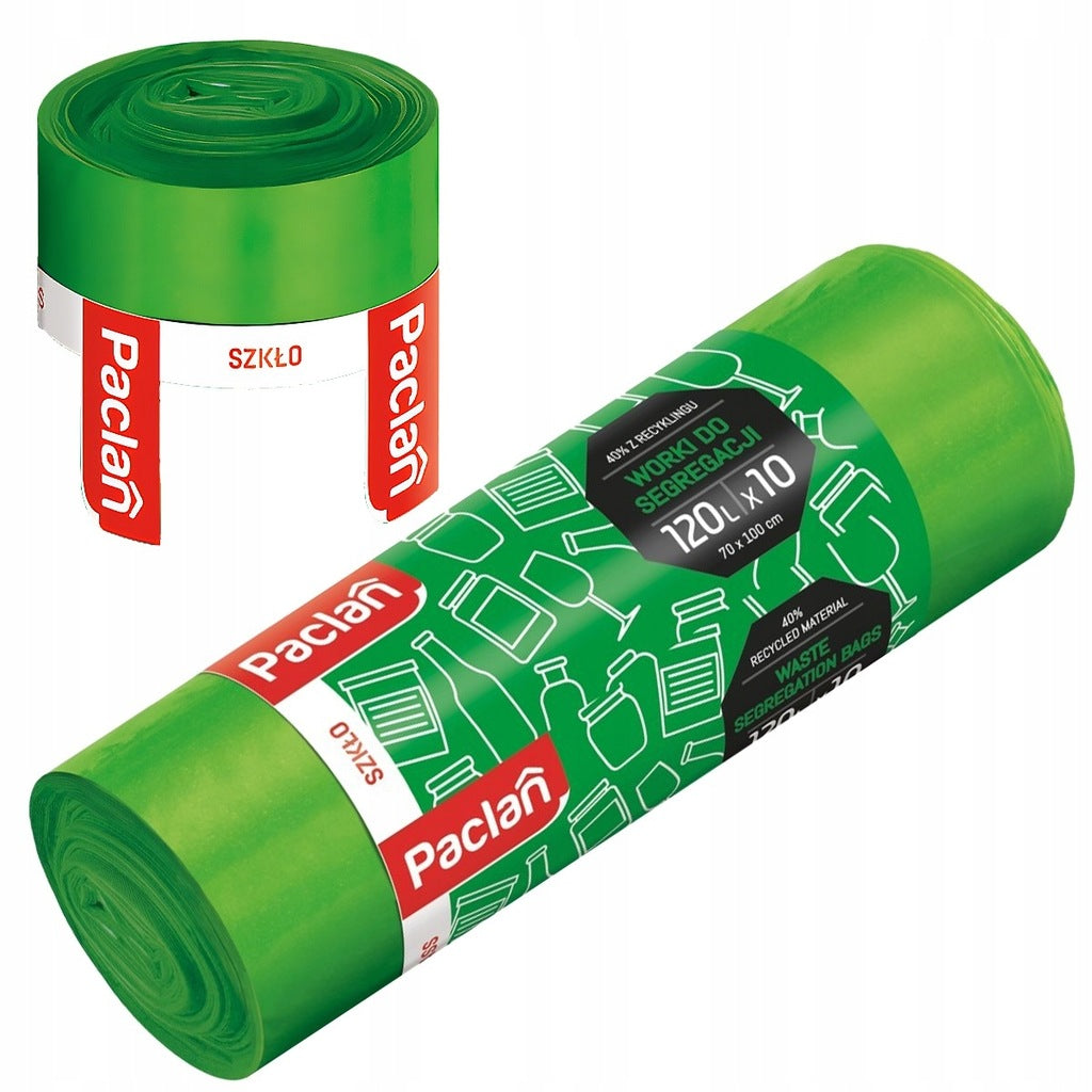 120L worki na szkło - wytrzymałe, zielone, do segregacji