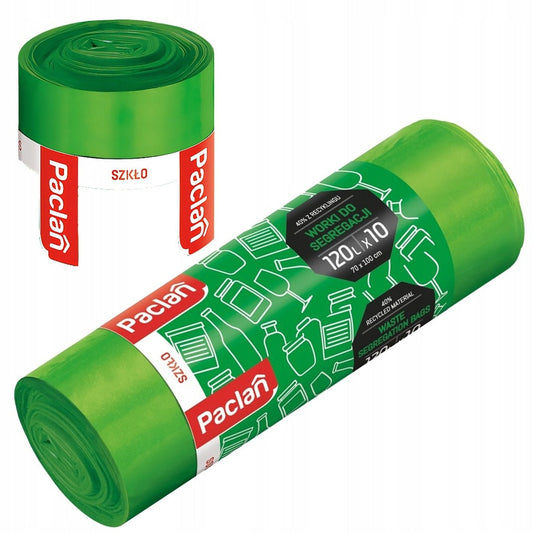 120L worki na szkło - wytrzymałe, zielone, do segregacji