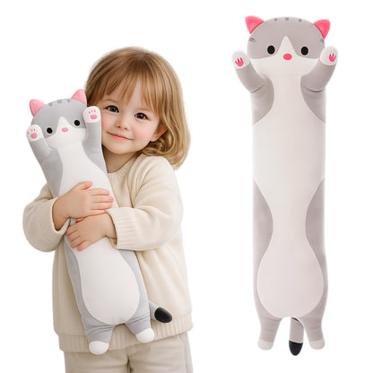 Duży pluszowy kot 50 cm – MIĘKKA MASKOTKA KOTEK, SZARY PLUSZAK DLA DZIECI