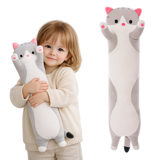 Duży pluszowy kot 50 cm – MIĘKKA MASKOTKA KOTEK, SZARY PLUSZAK DLA DZIECI