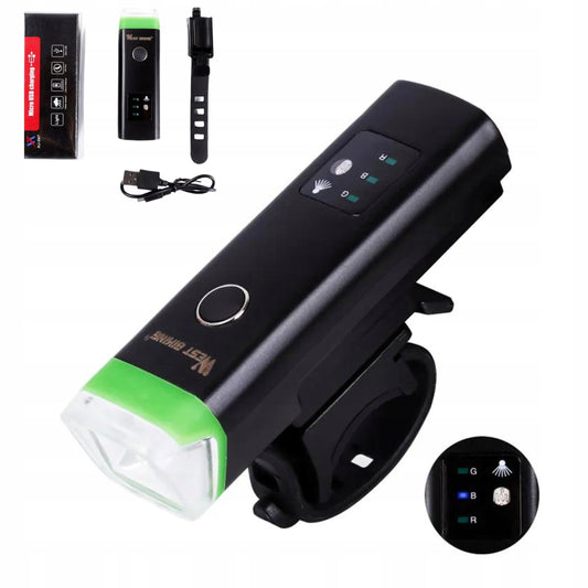350 lm USB bike light - front lamp with twilight sensor - set with remote control