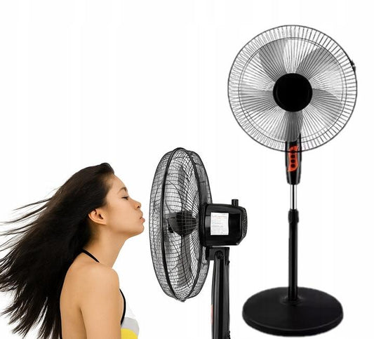 Standventilator 45W schwarz leise mit oszillation und 5 blättern