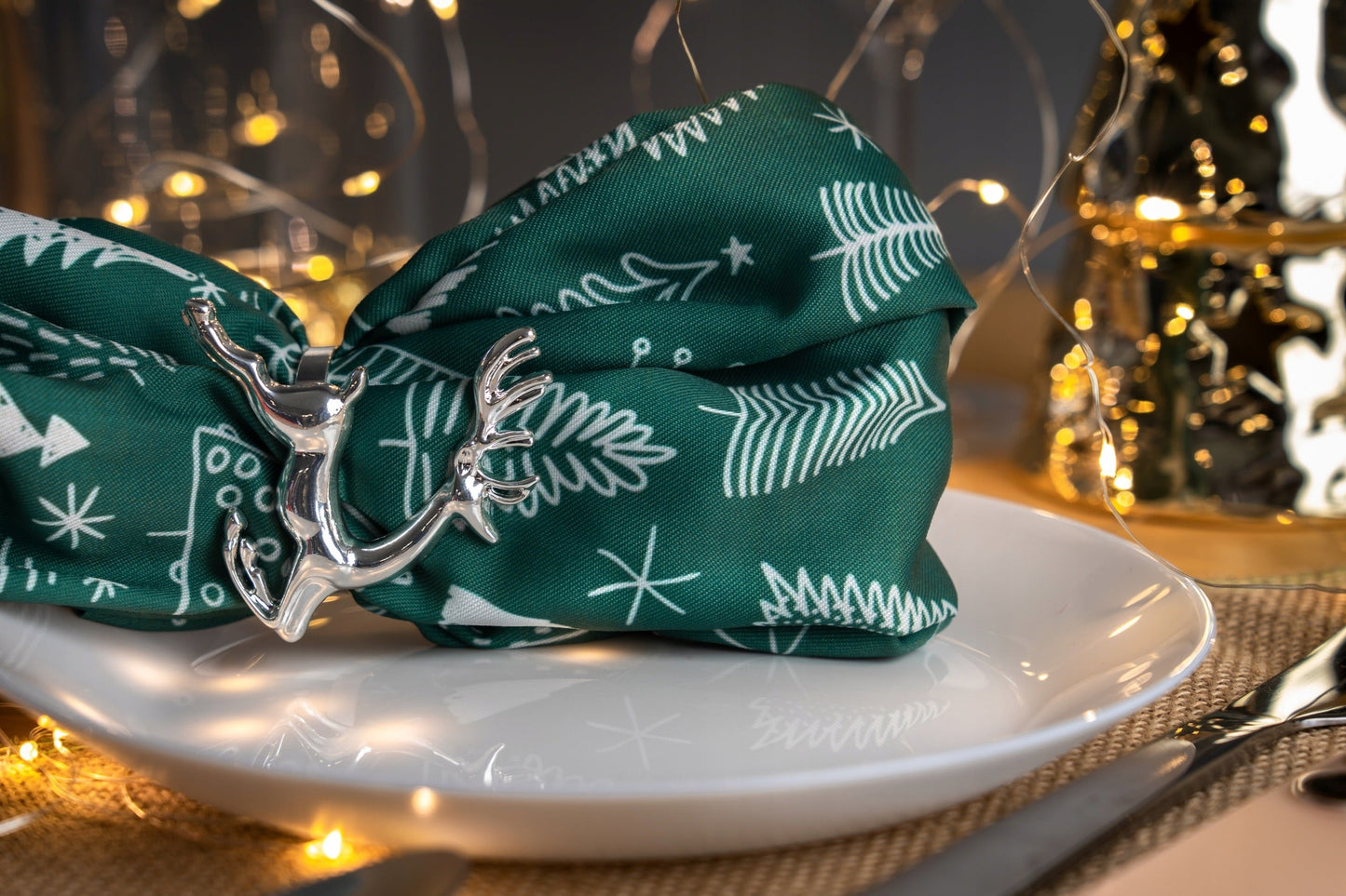 Świąteczna Obrączka na serwetki "Srebrny Renifer"