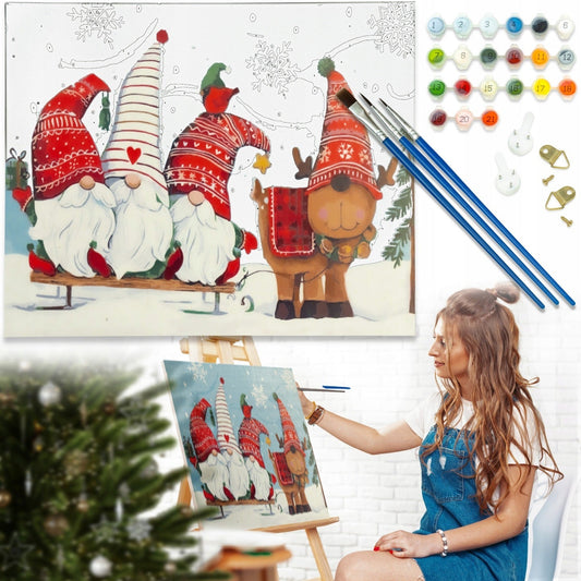 Malowanie po numerach gnomy 40x50 cm – kreatywna zabawa w domu
