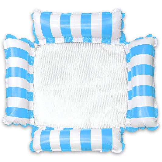 Dmuchany hamak wodny w kolorze niebieskim, materac do pływania i relaksu na basenie – b2b allbag