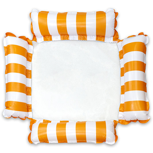 Dmuchany hamak wodny w kolorze pomarańczowym, pływający materac do relaksu na basenie – b2b allbag