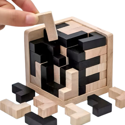 Zabawka logiczna, edukacyjna - drewniana układanka - KOSTKA 3D