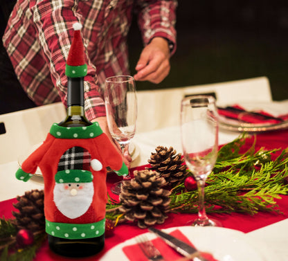Świąteczny pokrowiec na butelkę, dekoracja na wino