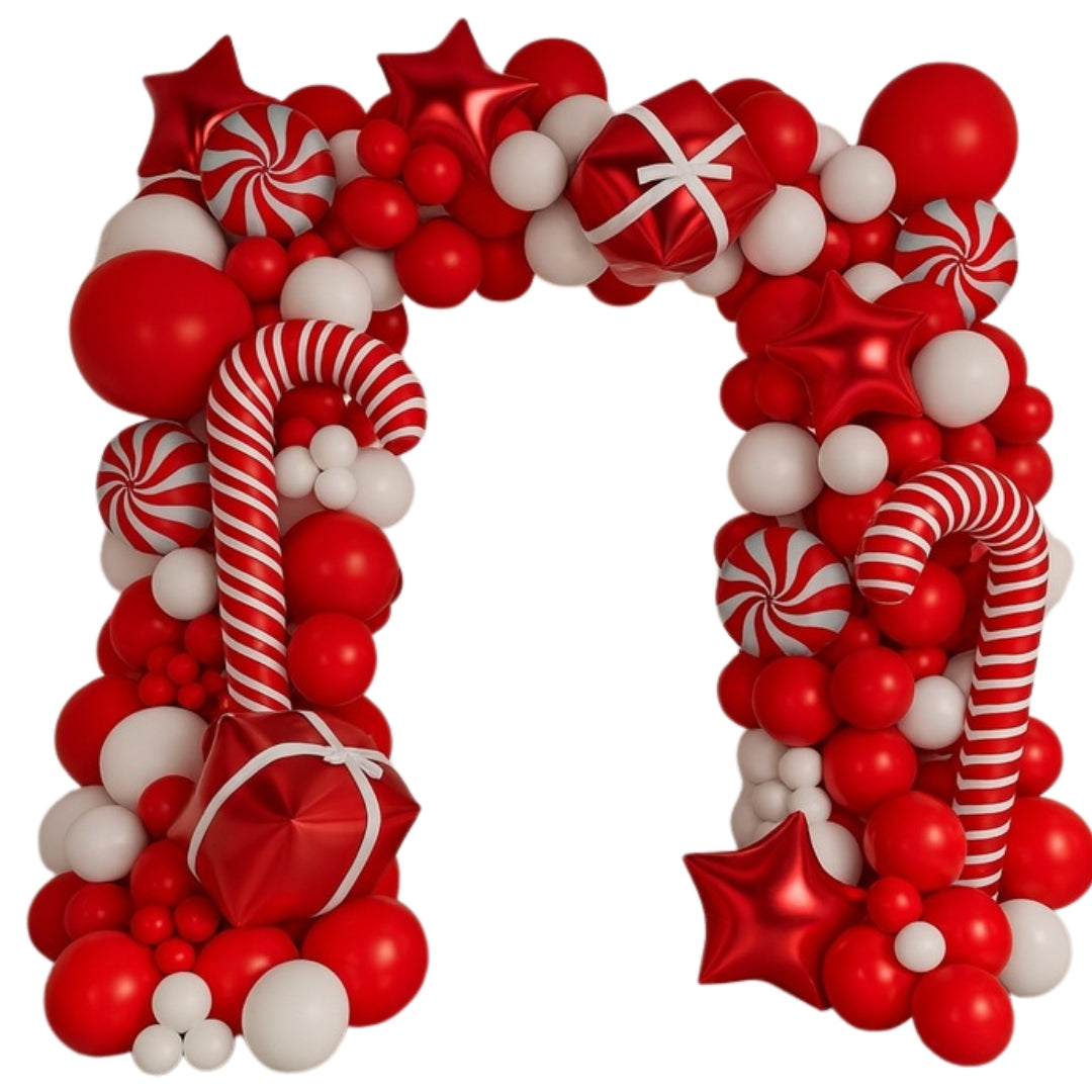 Balloon garland, white and red - BALLOON SET - DECORATION