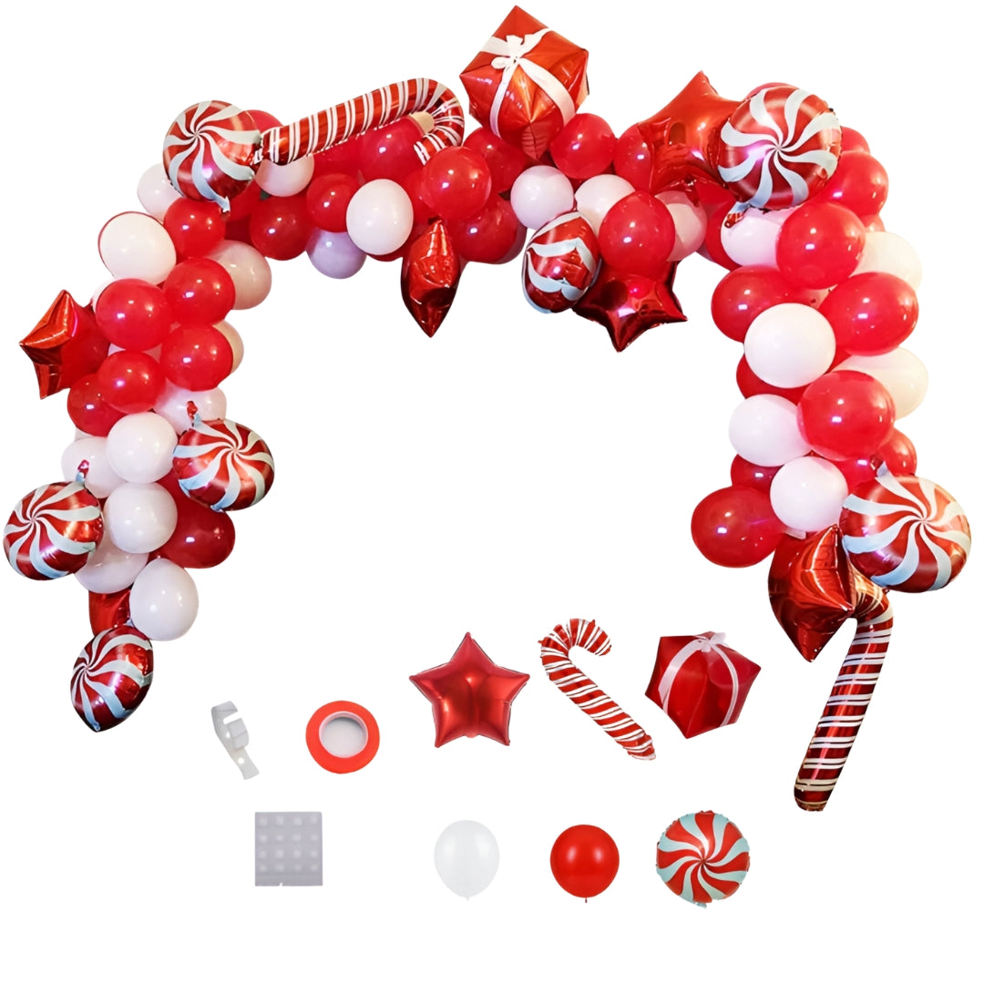 Balloon garland, white and red - BALLOON SET - DECORATION