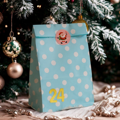 Christmas Advent Calendar, Gift Bags - Blue