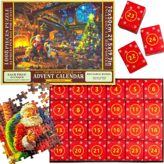 Puzzle świąteczne - obraz świąteczny - 24x MINI UKŁADANKI - PUZZLE - KALENDARZ ADWENTOWY