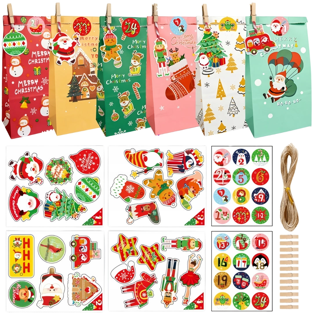 Bożonarodzeniowy kalendarz adwentowy, torebki prezentowe