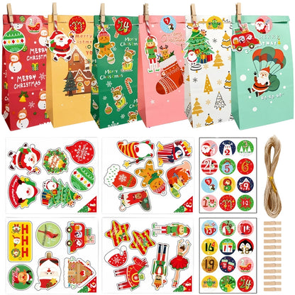 Bożonarodzeniowy kalendarz adwentowy, torebki prezentowe