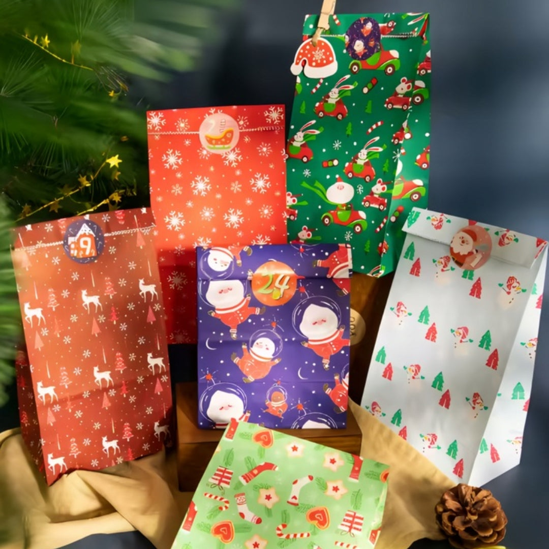 Kalendarz adwentowy bożonarodzeniowy, torebki prezentowe