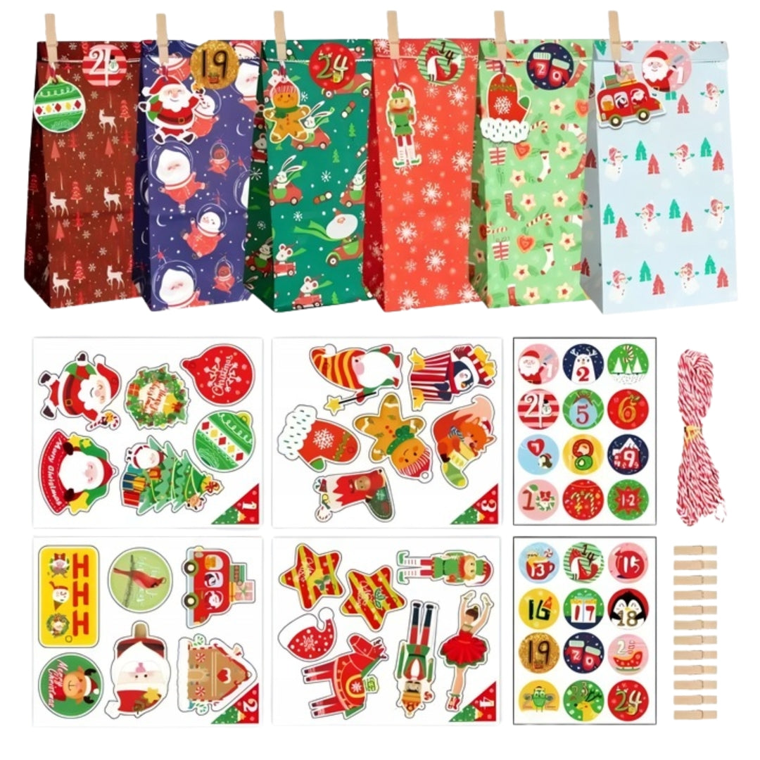 Kalendarz adwentowy bożonarodzeniowy, torebki prezentowe