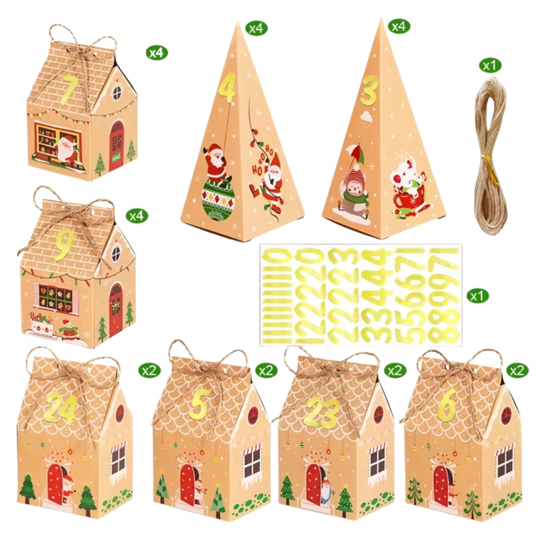 Kalendarz adwentowy "domki" ekologiczny kartonowy