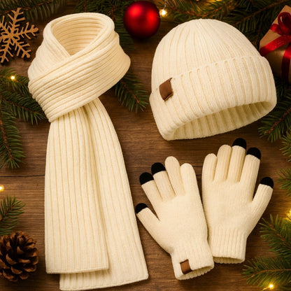 Ciepły zestaw zimowy - czapka, szalik, rękawiczki - DAMSKI KOMPLET ZIMOWY