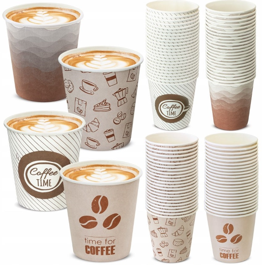 Kubki papierowe pastelowe 250 ml (80 mm), zestaw 50 sztuk, do gorących napojów w kawiarniach i cateringu