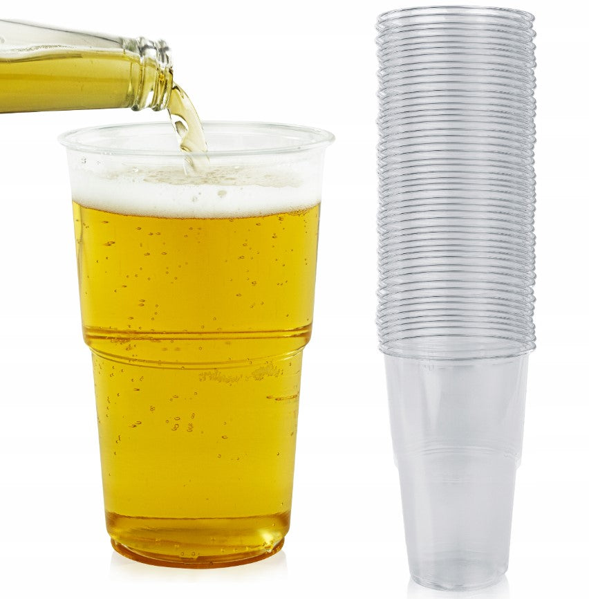 Kufle plastikowe do piwa 500 ml, zestaw 50 sztuk, idealne na imprezy plenerowe i eventy