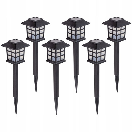 Lampy solarne LED ogrodowe w kształcie domku, zestaw 6 sztuk do dekoracji i oświetlenia ogrodu