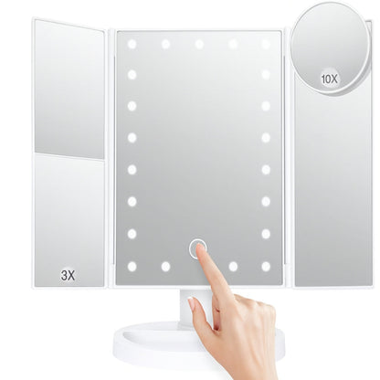 Lusterko do makijażu - lustro powiększające LED - PODŚWIETLANE LUSTRO DO MAKIJAŻU