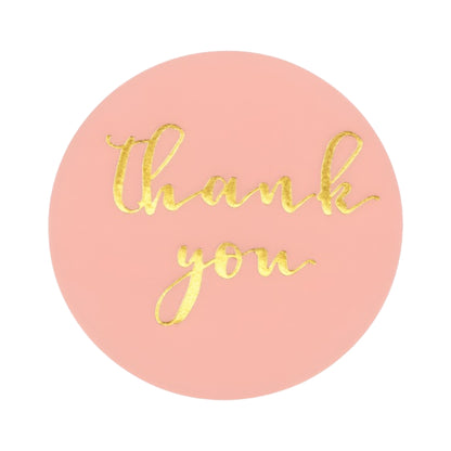 Stickers for gifts, souvenirs, boxes - CHRISTMAS STICKERS - "THANK YOU" - PINK GOLD