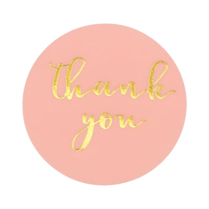 Naklejki na prezenty, upominki, pudełka - NALEPKI ŚWIĄTECZNE - "THANK YOU" - RÓŻOWO-ZŁOTE